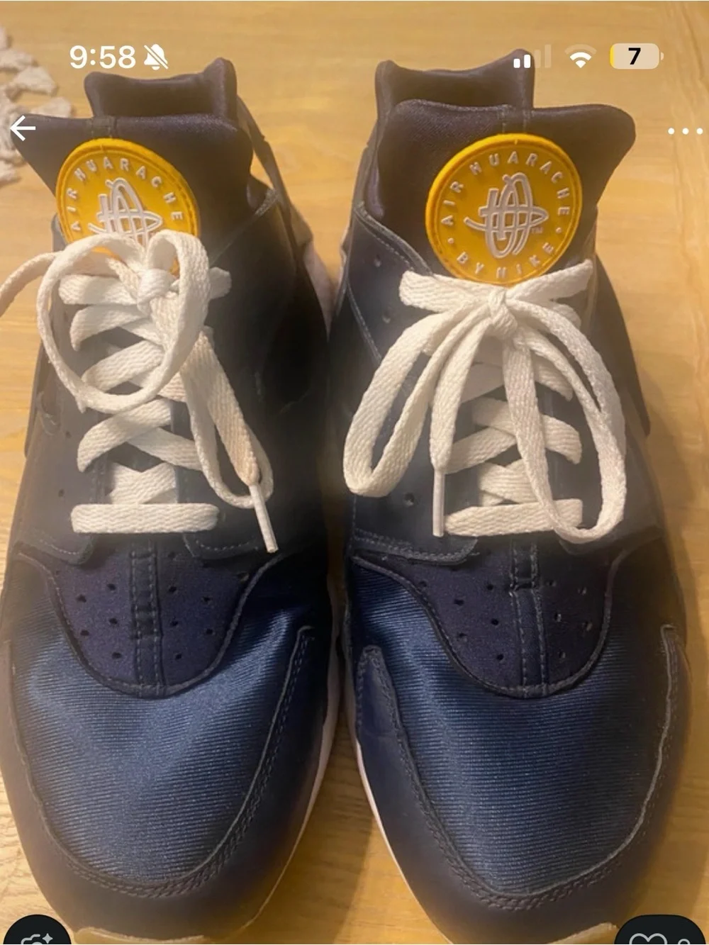 Nike Air Huarache By You Custom Men’s Size 13 Navy Blue Gold FD9781-900